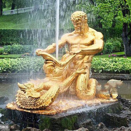 Famous gold covered fountain with triton hunting a sea serpent DZB-010