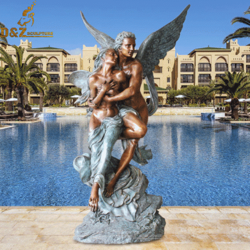 Ancient greek bronze Cupid and Psyche eternal sculpture DZB-43