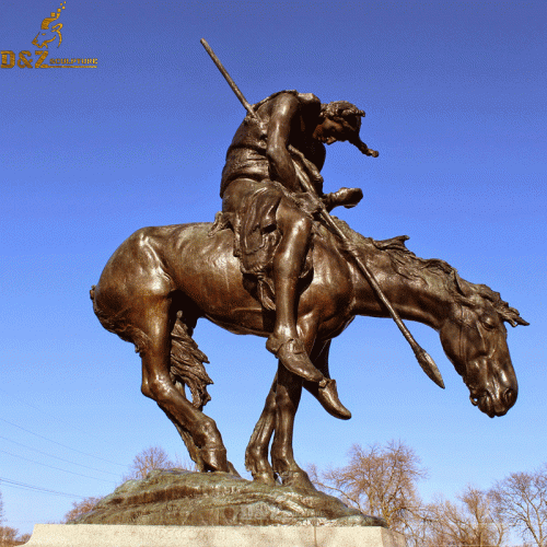 Famous Native American riding on horse end of the trail bronze sculpture DZB-42