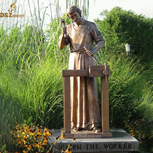 Full size catholic figure saint working joseph bronze statue DZB-23