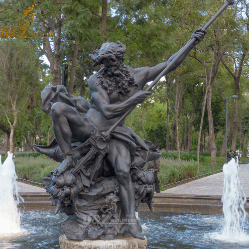 Greek Gods Life Size Poseidon Neptune Holding Trident Bronze Sculpture DZB-29