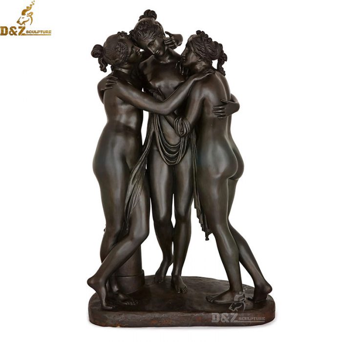 High quality house garden decor casting bronze the three graces goddess statue DZB-61