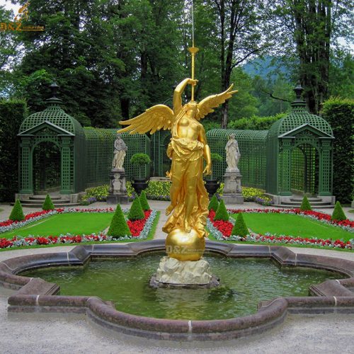 Large size golden angel bronze fountain statue in the Linderhof park DZB-58
