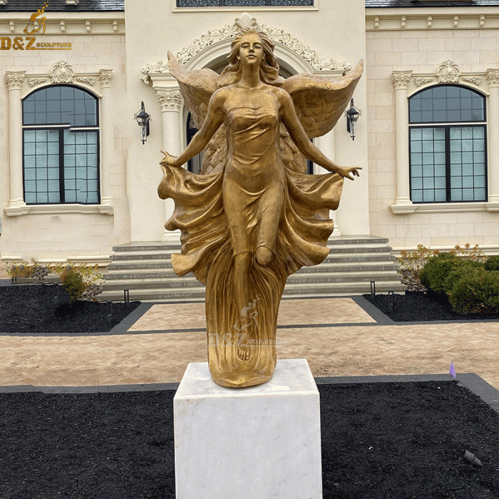 Life size outdoor decoration bronze femal angel statue with wings DZB-36