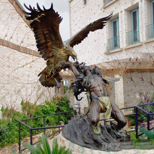 Native american indian warrior and eagle bronze statue DZB-20