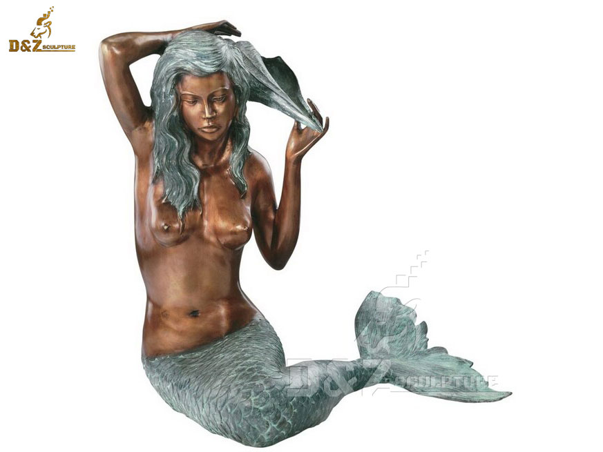 Custom made large bronze mermaid status for outdoor decor