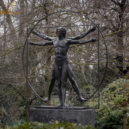 Famous di Vinci's the Vitruvian Man bronze statue DZB-108