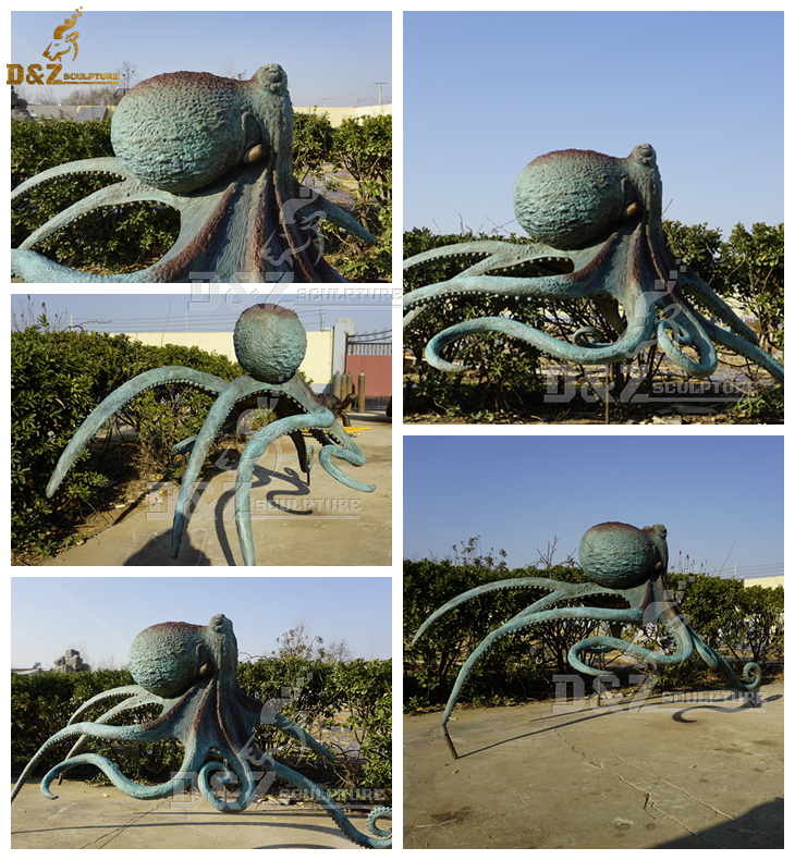 Large bronze octopus garden statue for outdoor decor