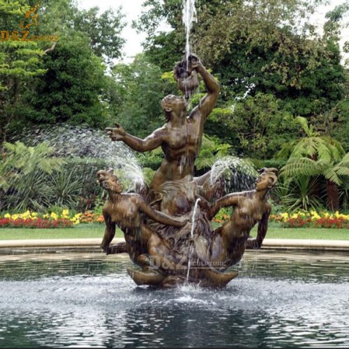 Antique Triton and Dryads bronze sculpture garden fountain DZB-122