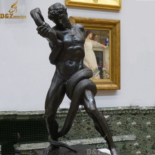 Bronze an athlete wrestling with a python staue garden decoration DZB-133