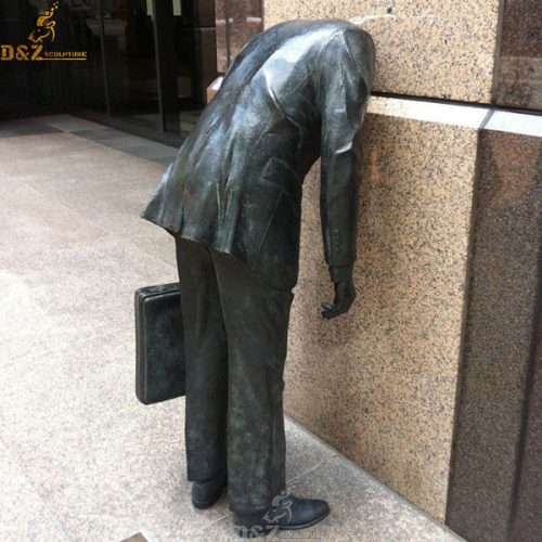 Life size businessman corporate head in building bronze statue DZB-124