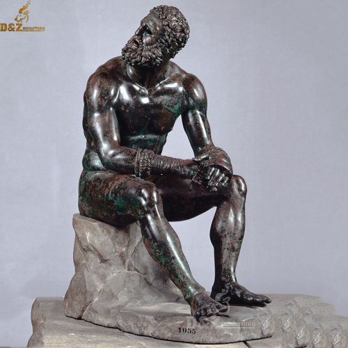 Life szie bronze boxer at rest garden statue DZB-120