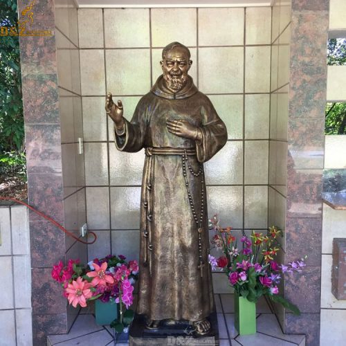 Antique saint father Pio religious catholic bronze statue for sale DZB-168