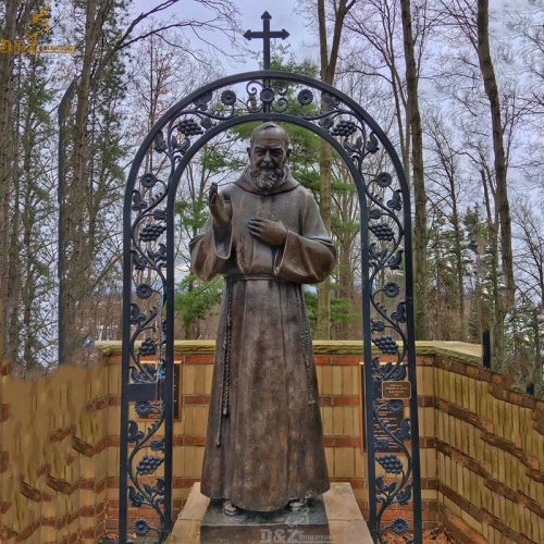 Customized bronze material saint father Pio sculpture religious figure statue DZB-171