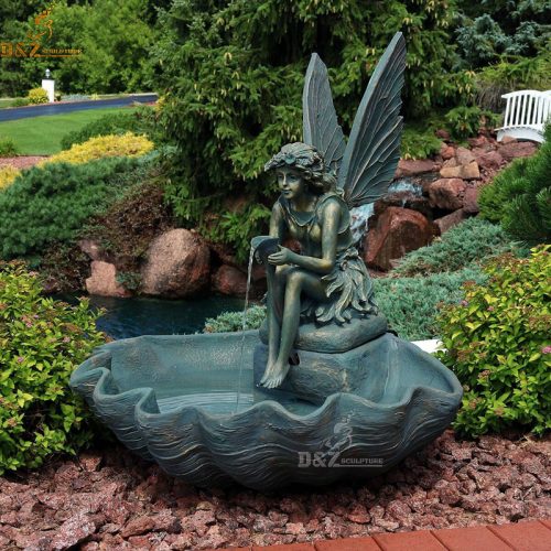 Life-size-bronze-fairy-shell-statue-outdoor-water-fountain DZB-149