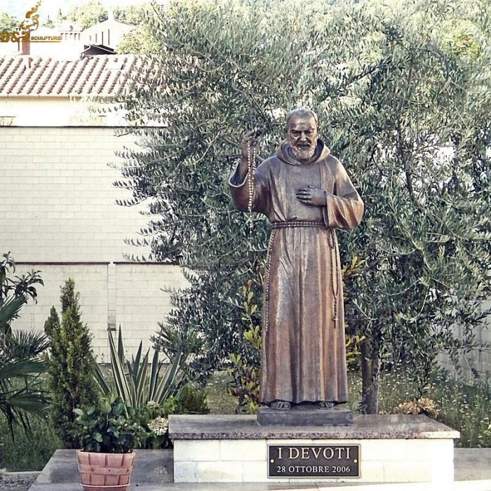 Religious decoration carving life size church decor antique casting bronze father Padre pio sculpture DZB-173