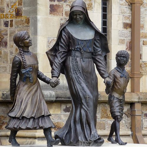 Beautiful Saint Mary MacKillop with children Memorial bronze statue DZB-213
