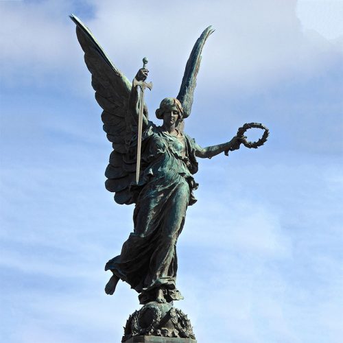 Bronze winged statue of Victory holding sword and garland DZB-201