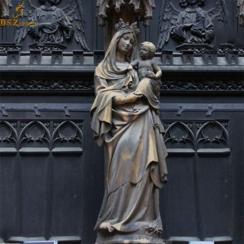 Life size catholic virgin Mary and baby jesus bronze statue DZB-214