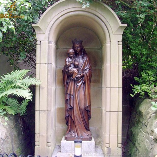 Our Lady virgin mother Mary with child outdoor bronze statue DZB-215