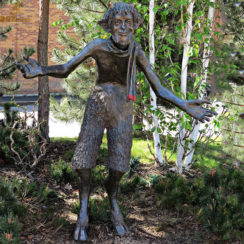 Outdoor public art Narnia Mr. Tumnus bronze statue