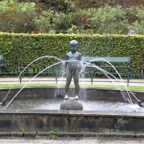 Public little boy bronze water fountain garden decoration DZB-205