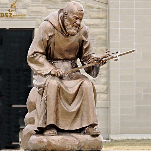 Life size church figure home door decoration bronze Saint Padre Pio statue DZB-222