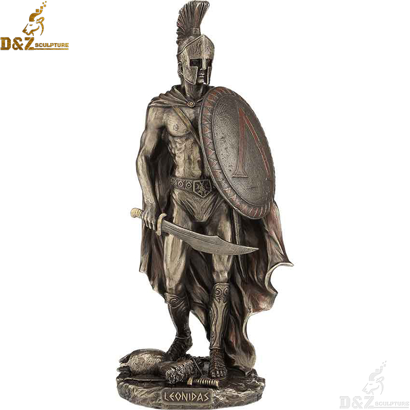 Life size king Leonidas spartan warrior with sword and shield casting bronze statue