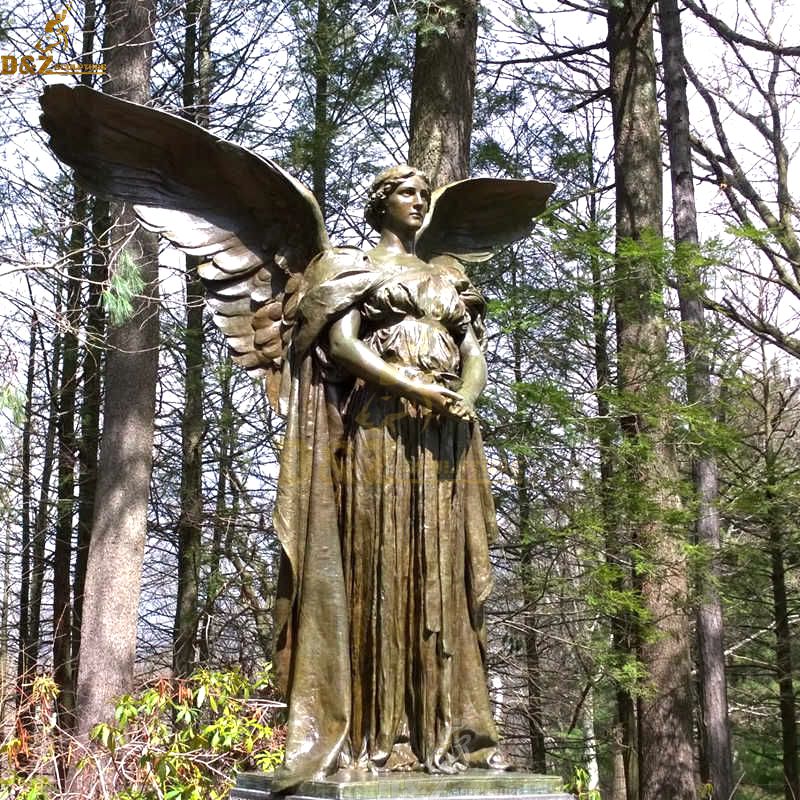 Life size outdor bronze memorial angel statue for garden