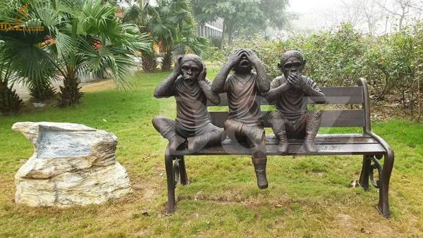 three wise monkey sculpture