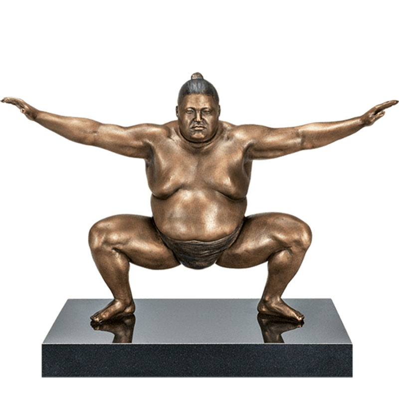 Customized casting bronze sumo wrestling statue for home decoration