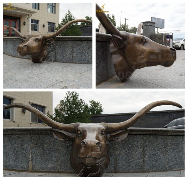 bronze bull head sculpture