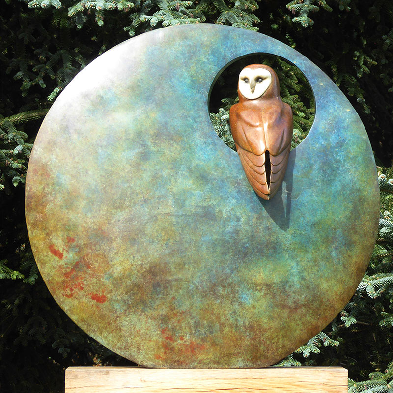 Absttract design barn owl animal bronze sculpture for home garden decoration