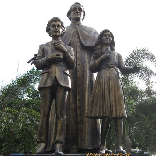 Bronze statue of Saints John Bosco Dominic Savio and Laura Vicuna for church DZB-247