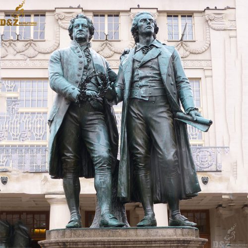 Customized bronze Goethe and Schiller statue monument in garden decoration DZB-227