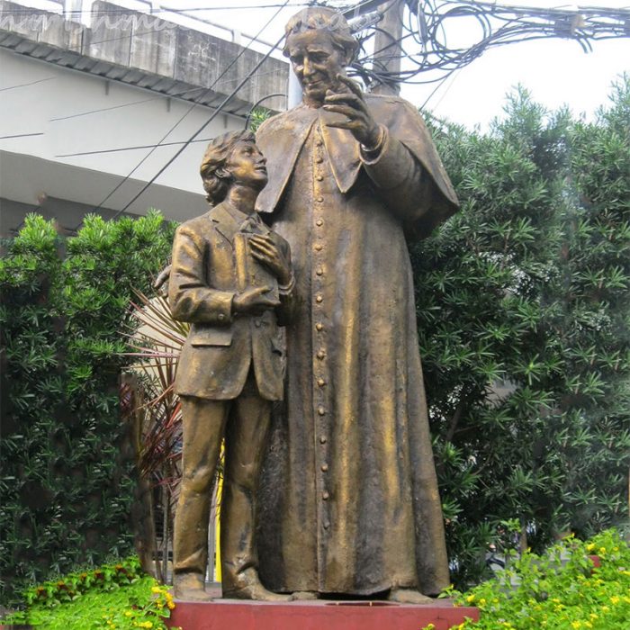 Life size bronze saint Don Bosco and Dominic Savio statue DZB-245