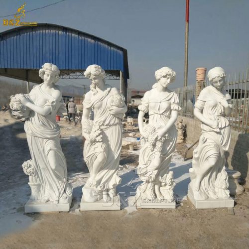 Life size standing lady greek four seasons goddess marble statues garden decoration DZB-228