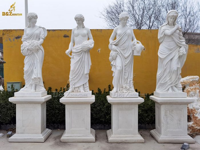 Modern high quality outdoor landscape four seasons statues garden marble woman sculpture DZB-230