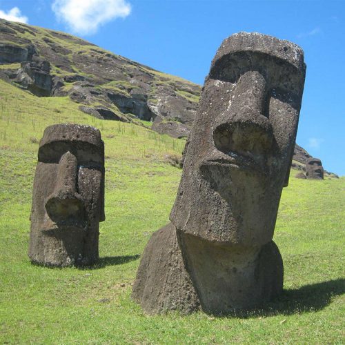 Natural stone granite easter island statues for garden decoration DZB-257