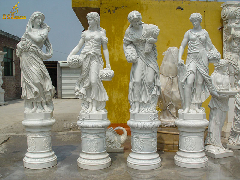 Outdoor decoration famous life size four season goddess marble large stone garden statues for sale