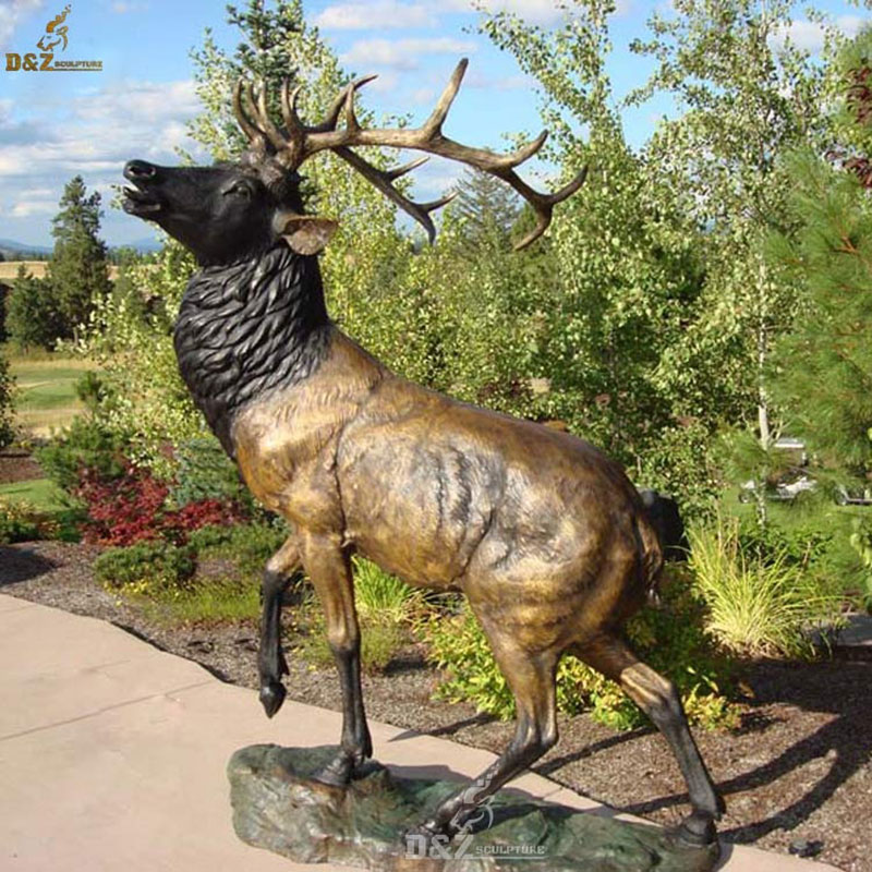 Customzied life size outdoor park decoration bronze elk statue for sale