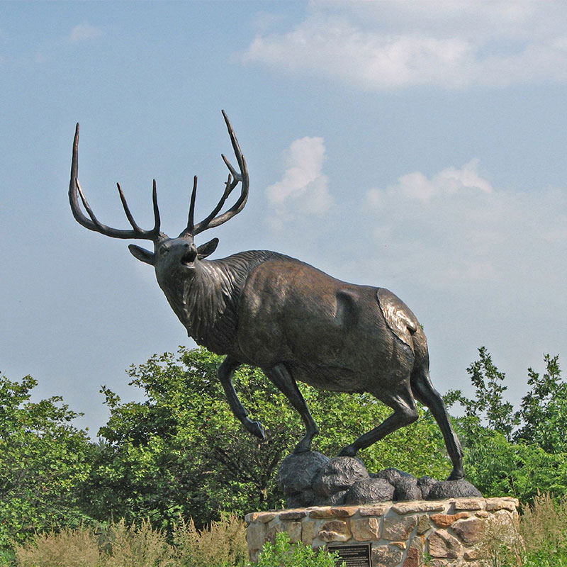 Life size park animal decoration standing bronze elk sculpture for sale DZB-293