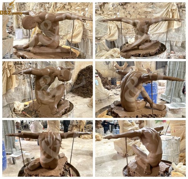 naked man statue clay mold