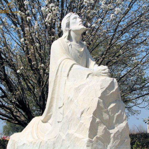 Hand carved natural white marble jesus praying in the garden statue DZB-320