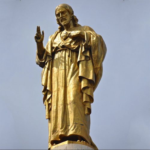 Outdoor decorative customized bronze sacred heart of jesus statue in prayer garden DZB-321