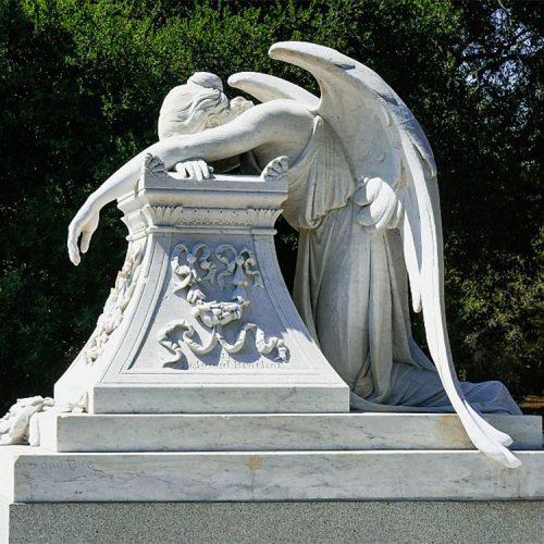 Customized hand carved white marble angel of grief statue for sale DZB-330