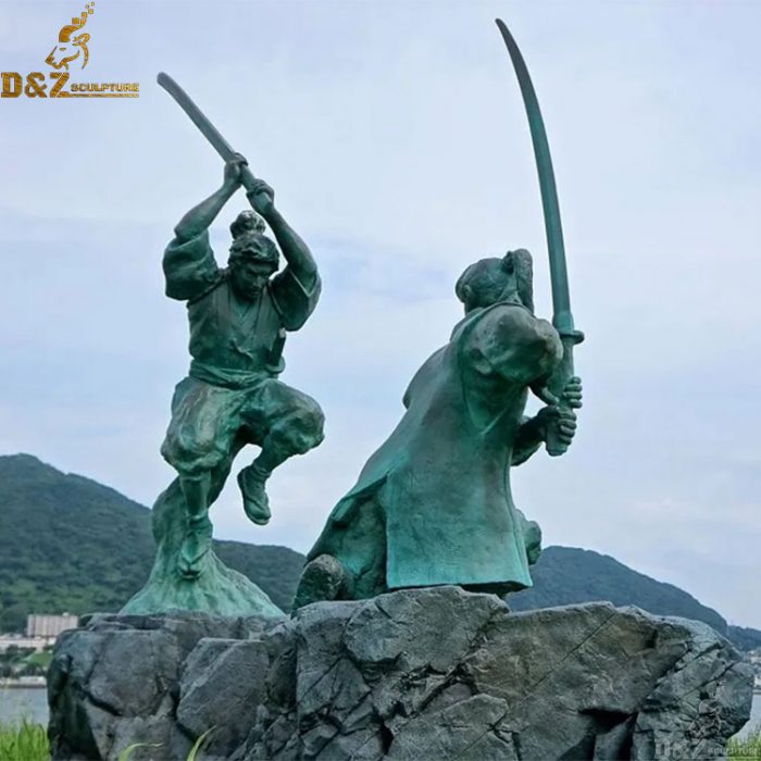 Outdoor theme park decoration bronze japanese samurai statue DZB-329