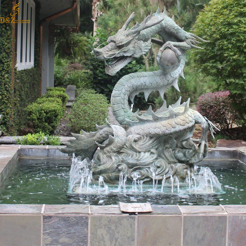 Outdoor water fountain decoration bronze chinese dragon statue