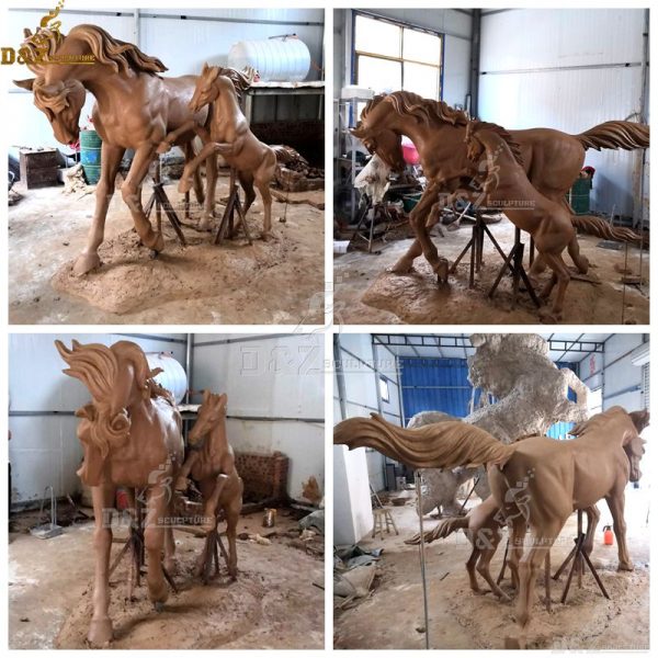 mare and foal statue clay mold