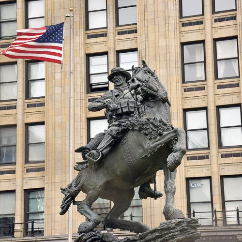 America's response monument life size bronze horse soldier statue DZB-333